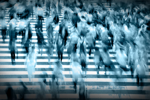 people People crossing a busy street, representing the meaning of VIA VAI